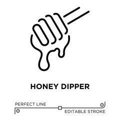 Vector line icon related to honey dipper. Perfect Line. Editable Stroke.
