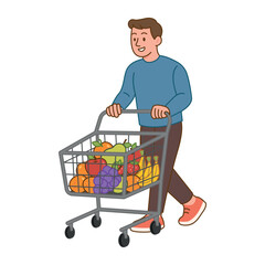 Man's Grocery Shopping Routine