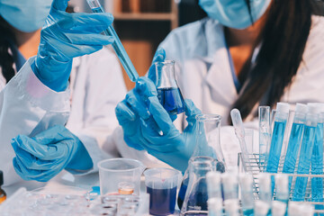 Modern Empty Science Laboratory With Microscopes, Test Tubes And Other Laboratory Equipments