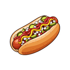 hot dog vector. fast food. beef bun