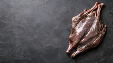 Raw duck whole dark background