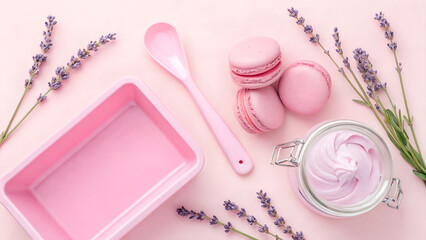 Pastel Pink Perfection A Whimsical Arrangement of Lavender Macarons and Cream