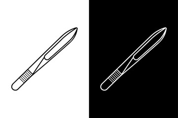 Editable Tweezer Line Icon. Black Stroke Vector for Web & Print Design