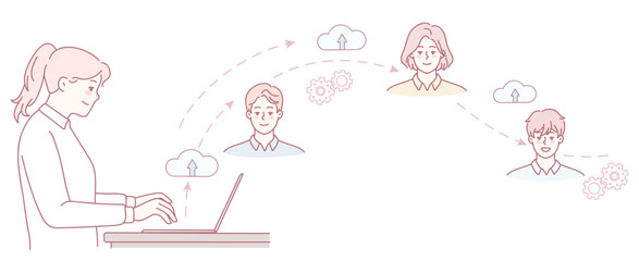 A visual representation illustrating remote teamwork and the connectivity facilitated by modern technology