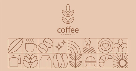 Geometric coffee design element, brandding packaging design, coffee product pattern background
