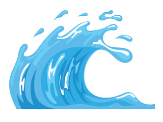 Sea waves, blue ocean wave illustration