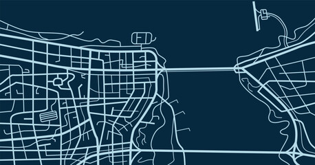 Street map of town, fictional city map illustration, outline roads