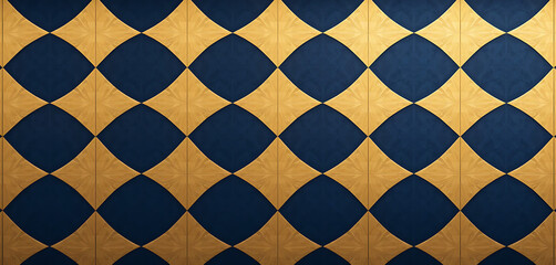 A repeating pattern of gold and blue diamond shapes.