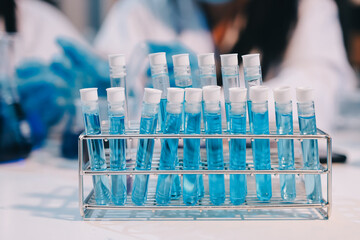 Modern Empty Science Laboratory With Microscopes, Test Tubes And Other Laboratory Equipments