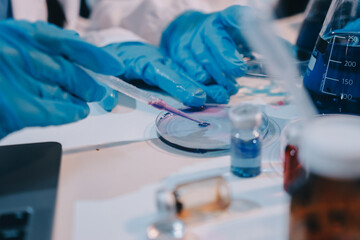 Modern Empty Science Laboratory With Microscopes, Test Tubes And Other Laboratory Equipments