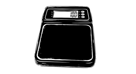 Digital scale tool icon set. Brush stroke weight measure for metric object. Weight tool balance sketch zero design. Vector illustration