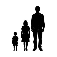 Family size silhouette growth chart, child girl man scale design vector illustration