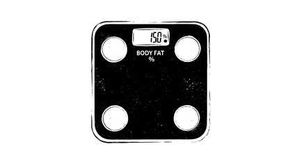Body fat scale health measurement vector set. Body fat percentage, scale display with measurement screen. Home diagnostic tool icon. Vector illustration.