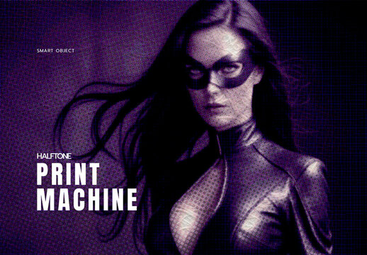 Halftone Print Machine Photo Effect