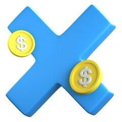 Coin Money 3D Icon Colorful Design