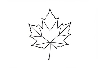 Obraz premium Simple black outline of a maple leaf isolated on white background