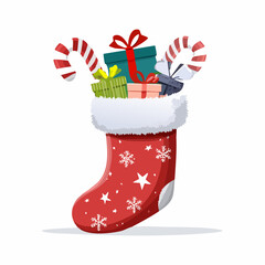 Filled Christmas Stocking, Overflowing Holiday Presents