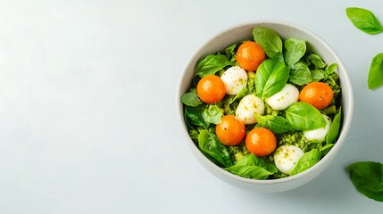 Fresh caprese salad with cherry tomatoes and mozzarella balls