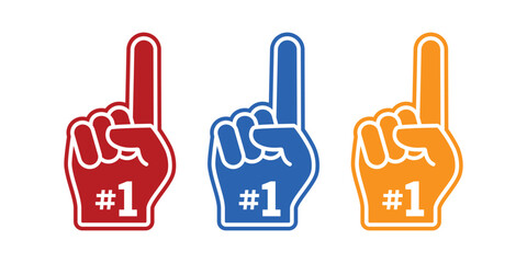 Fan glove icon number 1 (one) with raised finger