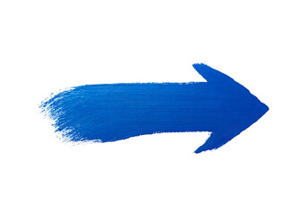 Obraz premium Bold blue paint stroke arrow on transparent background, PNG