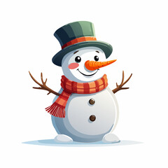 Friendly Snowman Illustration, Cheerful Winter Holiday Character