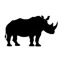 Obraz premium Rhinoceros black silhouette isolated on a transparent background