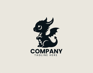 Fototapeta premium Adorable Baby Dragon Cute Mythical Creature Fantasy Charm Vector Logo Design