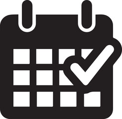 Obraz premium Silhouette of Calendar Icon with Checkmark Representing a Completed Event