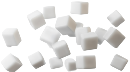 White sugar cubes 3d render icon isolated on white background 