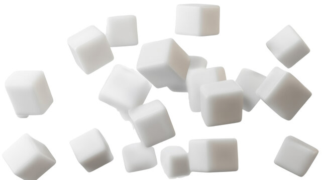 Fototapeta White sugar cubes 3d render icon isolated on white background 