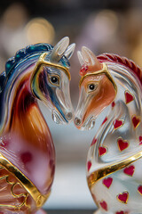 ガラス細工の馬のカップル