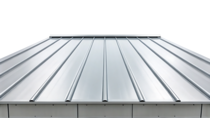 Metallic Silver Roof Panels with Geometric Lines and a Seamless Design on a Clear Background