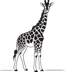 Naklejka premium Minimalist line art illustration of a giraffe animal wildlife