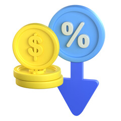 Decreasing Arrow 3D Icon Colorful Style