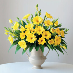 bouquet of yellow flowers in vase