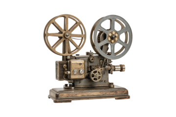 Vintage Film Projector Isolated On Black Background