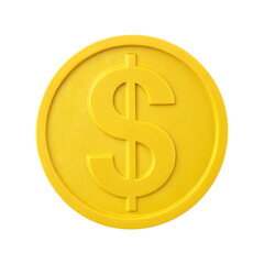 Golden Dollar Coin Isolated on Transparent Background Illustrating Finance And Investment