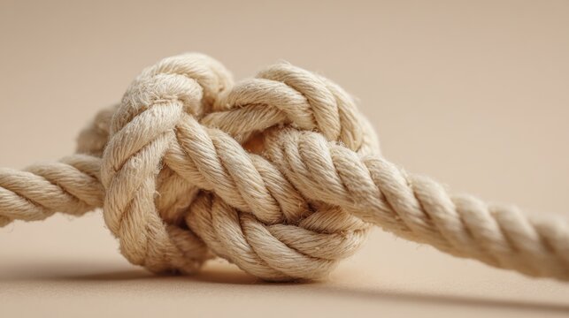 Close-up of symbolic rope knot on soft beige background representing tension, emotional struggle and inner conflict suitable for World Mental Health Day discussions and visuals