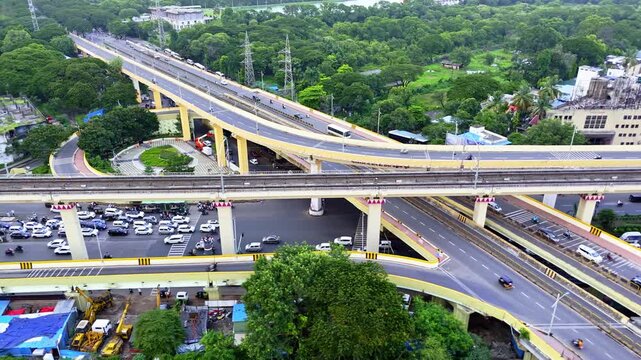 Aerial View Elevated Expressway Connect Hub by Nature