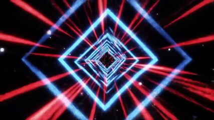 Red Blue Neon Warp Tunnel Animation Background