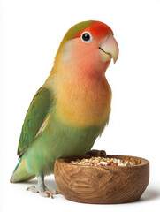 Naklejka premium Tropical Lovebird with Red Face and Green Wings