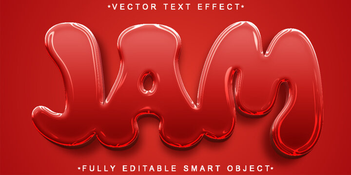  Sweet Sticky Strawberry Jam Fruit Spread Flavor Style Design Vector Fully Editable Smart Object Text Effect