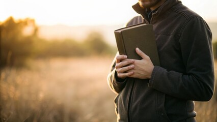 Hands holding Bible close to heart with soft natural light — trust and surrender to God’s will

