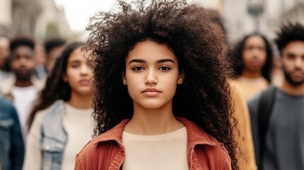 Fototapeta premium Young woman in diverse group