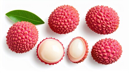 Fresh Lychee Fruits Display A Vibrant Composition with Texture and Natural Light