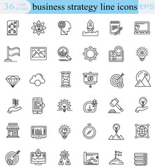  business strategy line icons vector line icons set
