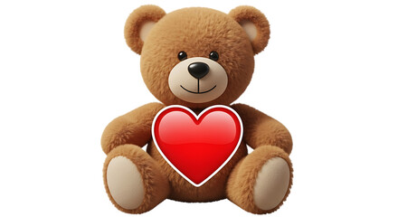 Obraz premium Fluffy brown teddy bear with red heart plush toy love
