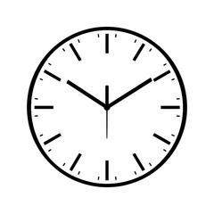 Round clock icon on white background. Time symbol