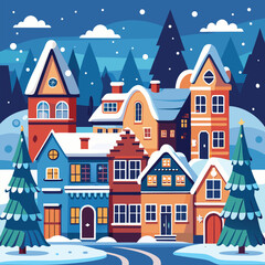 christmas town vector