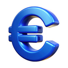 Obraz premium 3d render of a shiny blue euro symbol isolated on transparent background